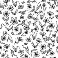 Summer seamless pattern of a flower meadow with butterflies vector
