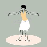 athlete woman doing fitness exercises with hula-hoop vector