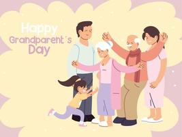 familia feliz, padres, abuelos y niños celebrando el día de los abuelos vector