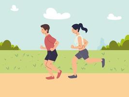 couple of people running or jogging, outdoor activity vector