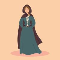 woman medieval peasant character, medieval era vector