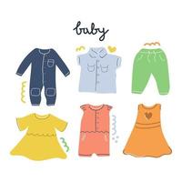 Hand drawn baby clothes. Flat illustration. vector