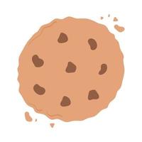 breakfast biscuit with chocolate chips appetizing delicious food, icon flat on white background vector