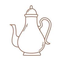 ceramic teapot utensil icon in brown line vector