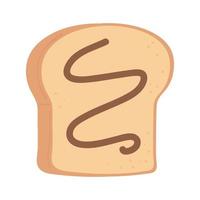 Pan de desayuno con mantequilla de maní apetitosa comida deliciosa, icono plano sobre fondo blanco. vector