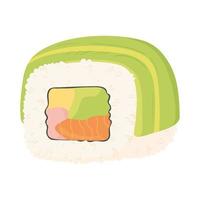 sushi time, sushi stuffed with vegetables fish and wrapped in seaweed vector