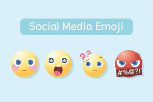 Reacciones de iconos de emoji de redes sociales para chat y mensajería. vector