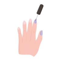 manicure, female hand painting with nail polish vector