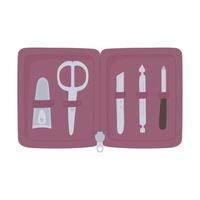 manicure and pedicure kit with file and nail clippers scissors vector