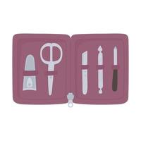 manicure and pedicure kit with file and nail clippers scissors vector