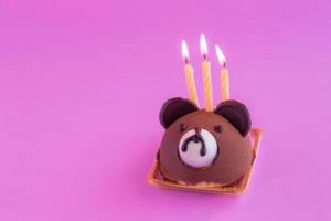 Brown Teddy Bear Head Chocolate Chiffon Cake Favorite dessert for chocolate lover photo