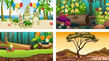 Four different nature horizontal scene vector