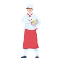 young chef mixing dough in a bowl preparing dinner vector