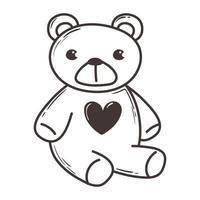 teddy bear toy love romantic heart doodle icon design vector