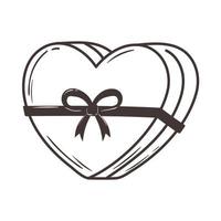 gift box shaped heart love romantic doodle icon design vector