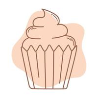 icono de comida de postre de cupcake dulce línea y relleno vector