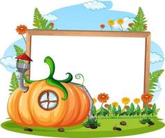 Empty banner with fantasy pumpkin house vector