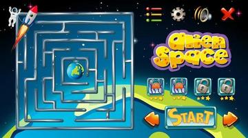 Maze game with space theme template vector