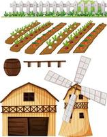 Farm element set isolated on white background vector