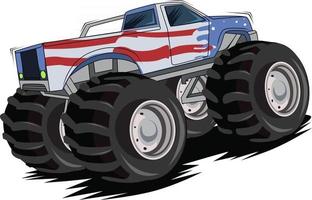 american flag monster truck off road illustration vector