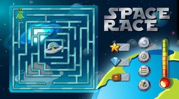 Maze game with space theme template vector