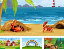 Four different nature horizontal scene vector