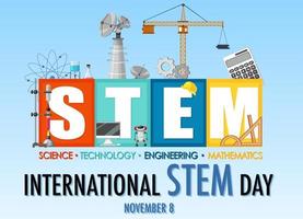 International STEM day on November 8th banner with STEM logo vector