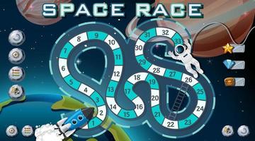 Snake and ladders game template with space theme vector