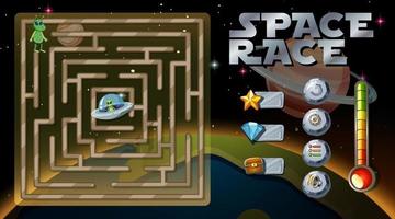 Maze game with space theme template vector