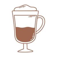 coffee latte cream in glass icon in brown line vector