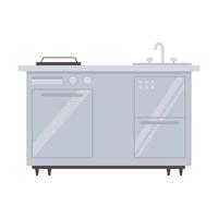 kitchen stove with sink and faucet on white background vector