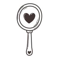 Amor espejo accesorio corazón romántico doodle diseño de icono vector