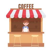 seller in coffee local shop small business, design white background vector