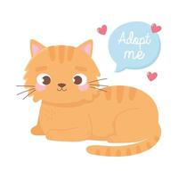 Adoptame, animalito de dibujos animados de gato vector