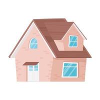 new home, small two story brick house on white background vector