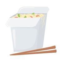 comida rápida, fideos chinos con palillos icono diseño aislado vector