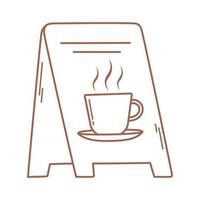 Tablero de soporte de café con icono de taza en línea marrón vector
