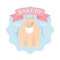 bakery apron with whisk and spatula emblem icon vector