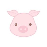 cute pig face cartoon animal color design vector