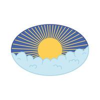 sunburst curly clouds oriental element decoration color design vector