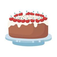 bakery chocolate cake with fruits and cream vector