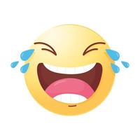 social media emoji crying and laughing vector