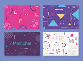 set of memphis style banner, abstract shapes decoration vector