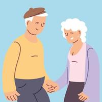 happy grandparents day, grandpa and grandma, elderly couple holding hands vector