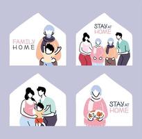 set of icons isolation and social distancing, stay home vector