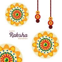 Raksha bandhan yellow mandala flowers wristbands vector design