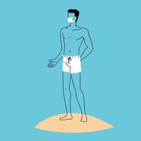 man at the beach wearing face mask vector