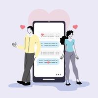hombre y mujer charlando en internet, citas online, relaciones virtuales vector