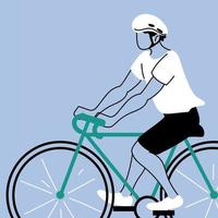 young man riding bicycle, man cyclist vector