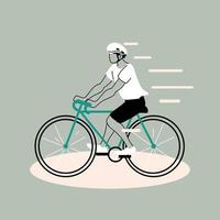 young man riding bicycle, man cyclist vector